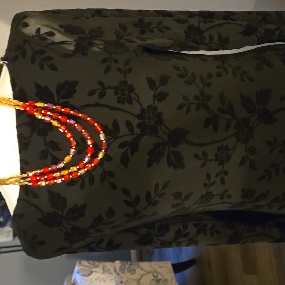 Elegant Black Floral Long Sleeve Dress Fully Lined - Picture 15 of 15